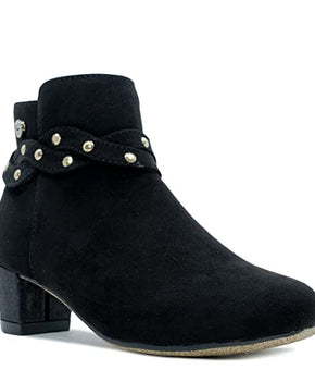 Nine West Girls Dressy Block Heel Ankle Boots Black Size 11