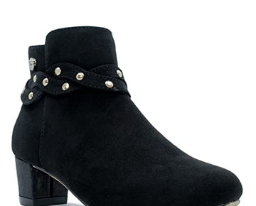 Nine West Girls Dressy Block Heel Ankle Boots Black Size 11