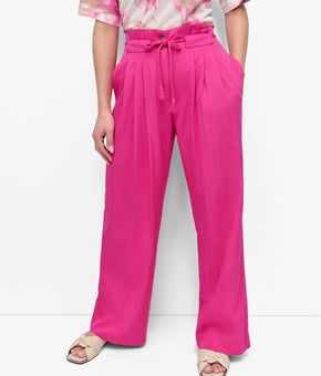 DKNY Women's Tie-Front Wide-Leg Pants Hot Pink Size 14 MSRP $99