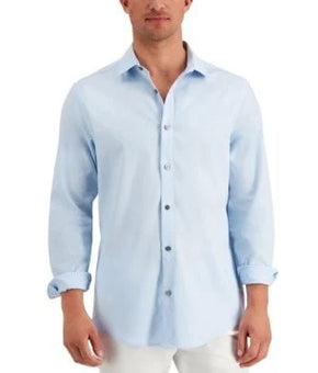 Alfani Mens Blue Long Sleeve Classic Fit Button Down Casual Shirt Size XL $70