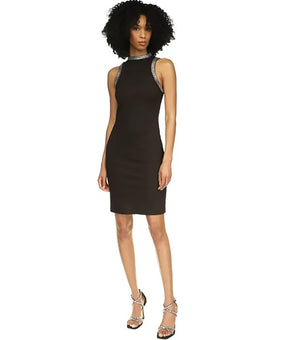 Michael Kors Embellished High Neck Sleeveless Dress Black Size XL MSRP $195
