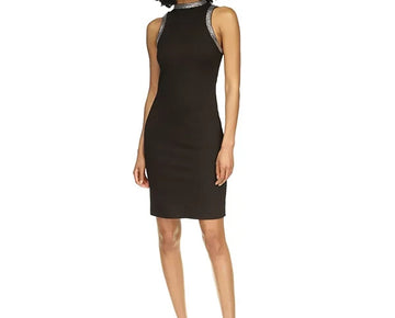 Michael Kors Embellished High Neck Sleeveless Dress Black Size XL MSRP $195