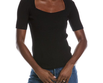 HUGO BOSS womens Hugo Rib Sweater Top, Size XL, Black MSRP $148