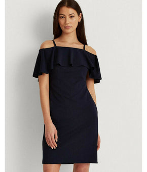 Lauren Ralph Lauren Crepe Cocktail Dress womens navy blue Size 6 MSRP $155