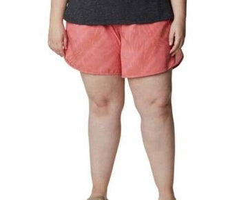 Columbia womens Plus Size 2X Orange Bogata Bay Printed Stretch Shorts MSRP $65