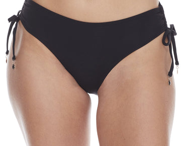 Anne Cole Swimwear Live In Color Adjustable Tie Side Bikini Bottom Black Size M