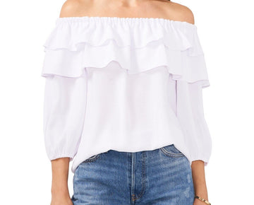 Vince Camuto Women's Ruffled Off-The-Shoulder Blouse White Size XS $89