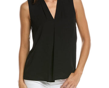 Anne Klein womens Pleat Front Top, Size XL, Black MSRP $79