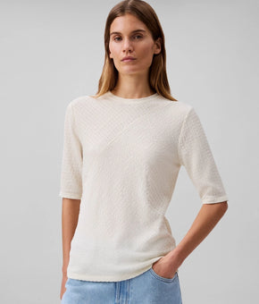 Calvin Klein Women's Textured-Knit 3/4-Sleeve Top Ivory Size XL MSRP $59