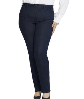 NYDJ womens Plus Marilyn Rinse Straight Jean, Size 16W Navy