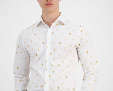 Bar III Dress Shirt Men's S 14-14.5 32/33 Multi Slim-Fit Melon Print Stretch