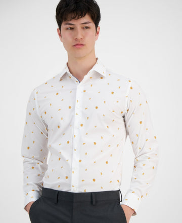 Bar Iii Mens Slim fit Dress Shirt Large 16-16.5 Long Sleeve White Melon MSRP $70