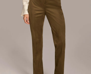 Donna Karan New York Straight-Leg Faux-Suede Pants Size 6 Brown MSRP $119