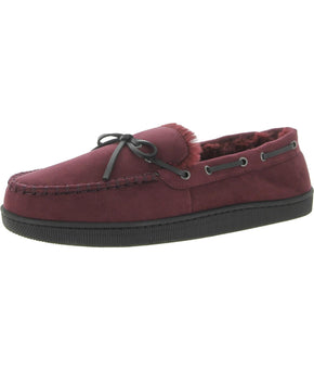 Club Room Mens Faux Suede Slip On Moccasin Slippers Red Size M (6-7)