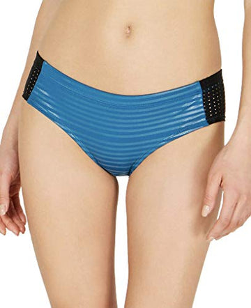 Nike Women's 6:1 Shine Stripe Hipster Bikini Bottoms Size XS Green Abyss Blue