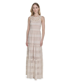 Eliza J Women's Jewel-Neck Sleeveless Lined Zipper Maxi Dress Ivory Size 6 $168