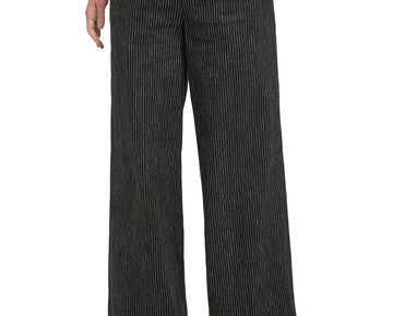 DKNY Womens Pinstripe Linen Wide Leg Pants Size 8 Black
