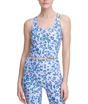 Calvin Klein Cropped ACTIVE Performance Racerback Tank Top Blue Size XS