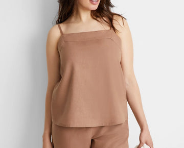 State of Day Women's 2-Pc. Sleeveless Linen Pajamas Set Brown Size XXL MSRP $65