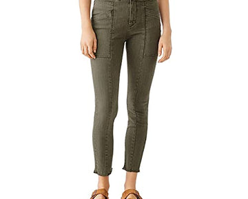 DL1961 Womens Farrow Skinny Belted Cropped Jeans Green Size 26