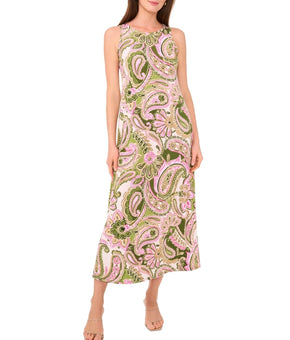 MSK Women's Paisley-Print Sleeveless Polyester Light Maxi Dress Green Size M $69