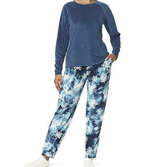 Hue Women's Glacier Flake Fleece Pajama Set, 3 Piece Set Blue SIze XL MSRP $58