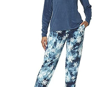 Hue Women's Glacier Flake Fleece Pajama Set, 3 Piece Set Blue SIze XL MSRP $58