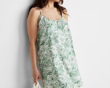 State of Day Women's Linen Sleep Chemise Green Size M MSRP $60