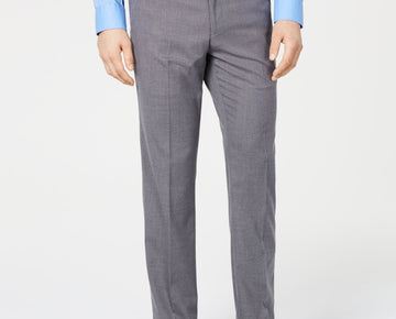 VINCE CAMUTO Mens Gray Flat Front Patterned Slim Fit Stretch Pants 40W X 32L