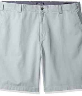 Nautica Mens Big-Tall Cotton Twill Flat Front Chino Deck Short Grey Size 48W