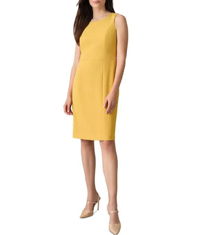 Kasper Women's Crewneck Sleeveless Sheath Dress Yellow Size 8P Petite MSRP $89