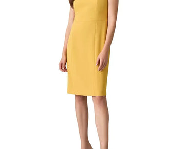 Kasper Women's Crewneck Sleeveless Sheath Dress Yellow Size 8P Petite MSRP $89