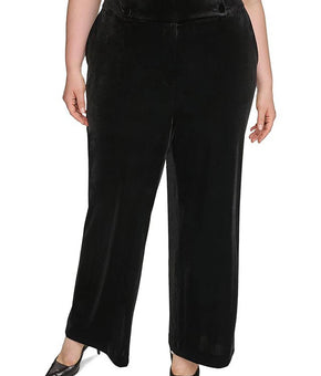 Calvin Klein Womens Plus Whitney Solid Velvet Wide Leg Pants Black Size 22W $119