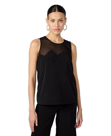 Karl Lagerfeld Paris Women's Sleveless Matte Satin Blouse Black Size S MSRP $109