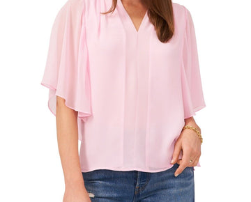 Vince Camuto Ruffled-Sleeve Top Blouse Pink Size XXS MSRP $79