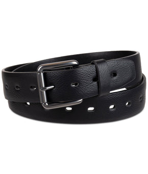 Levi's Men's Faux-Leather Perforated Stretch Belt Black Size S (30-32) MSRP $50