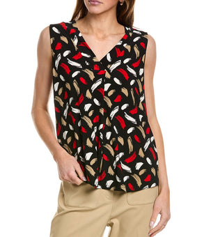 Anne Klein womens Pleat Front Shell, Size L, Red