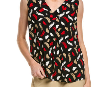 Anne Klein womens Pleat Front Shell, Size L, Red