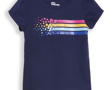 Epic Threads Little Girls Graphic T-shirt Navy Blue Size 5