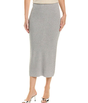 Vince Camuto womens Midi Skirt, Size S, Metallic Silver MSRP $99