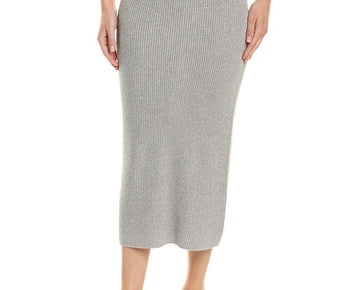 Vince Camuto womens Midi Skirt, Size S, Metallic Silver MSRP $99