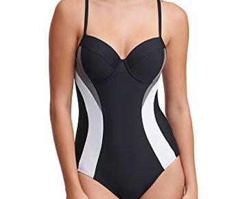 DKNY Women's Black Full Bust Support Tummy-Control n One Piece Swimsuit Size 14