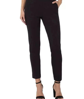 LVPL Women Mid Rise Pull On Trouser Dress Pants Size 29 / 8 Black Soft Stretch