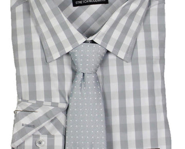 Nick Graham Mens Check Print Modern Fit Dress Shirt Gray Size 15.5 32/33