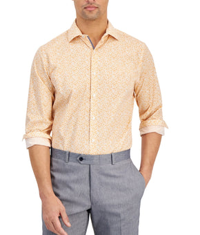 Bar Iii Mens Slim fit Dress Shirt Size L 16/16.5 Orange Floral MSRP $70