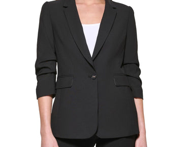 DKNY Womens Madison Rayon Blazer Jacket, Black, Petite, Size 8P MSRP $139