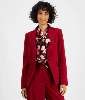Tahari ASL Women's Single-Button Peak-Lapel Blazer Dark Red Size 18 MSRP $159