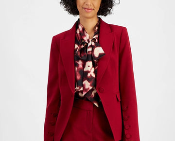 Tahari ASL Women's Single-Button Peak-Lapel Blazer Dark Red Size 2 MSRP $159