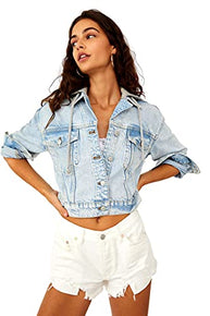 Free People Brando Denim Jacket Malta Wash Size M Blue (Women's 8-10)