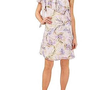 CeCe One Shoulder BAHA Palm Clip Dot Dress Soft Violet Purple Size M